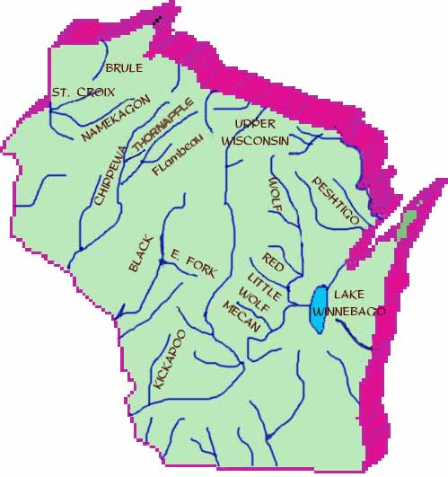 Wisconsin river map.